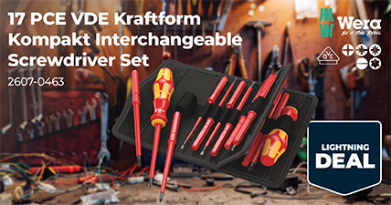 17 PCE VDE Kraftform Kompakt Interchangeable Screwdriver Set, 2607-0463, Wera be a tool rebel, Lightning Deal